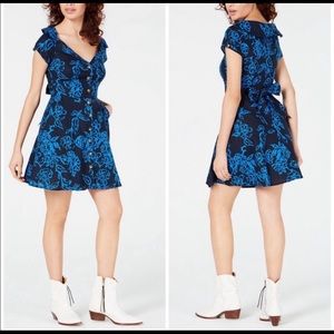 FREE PEOPLE - floral, dark blue cotton dress